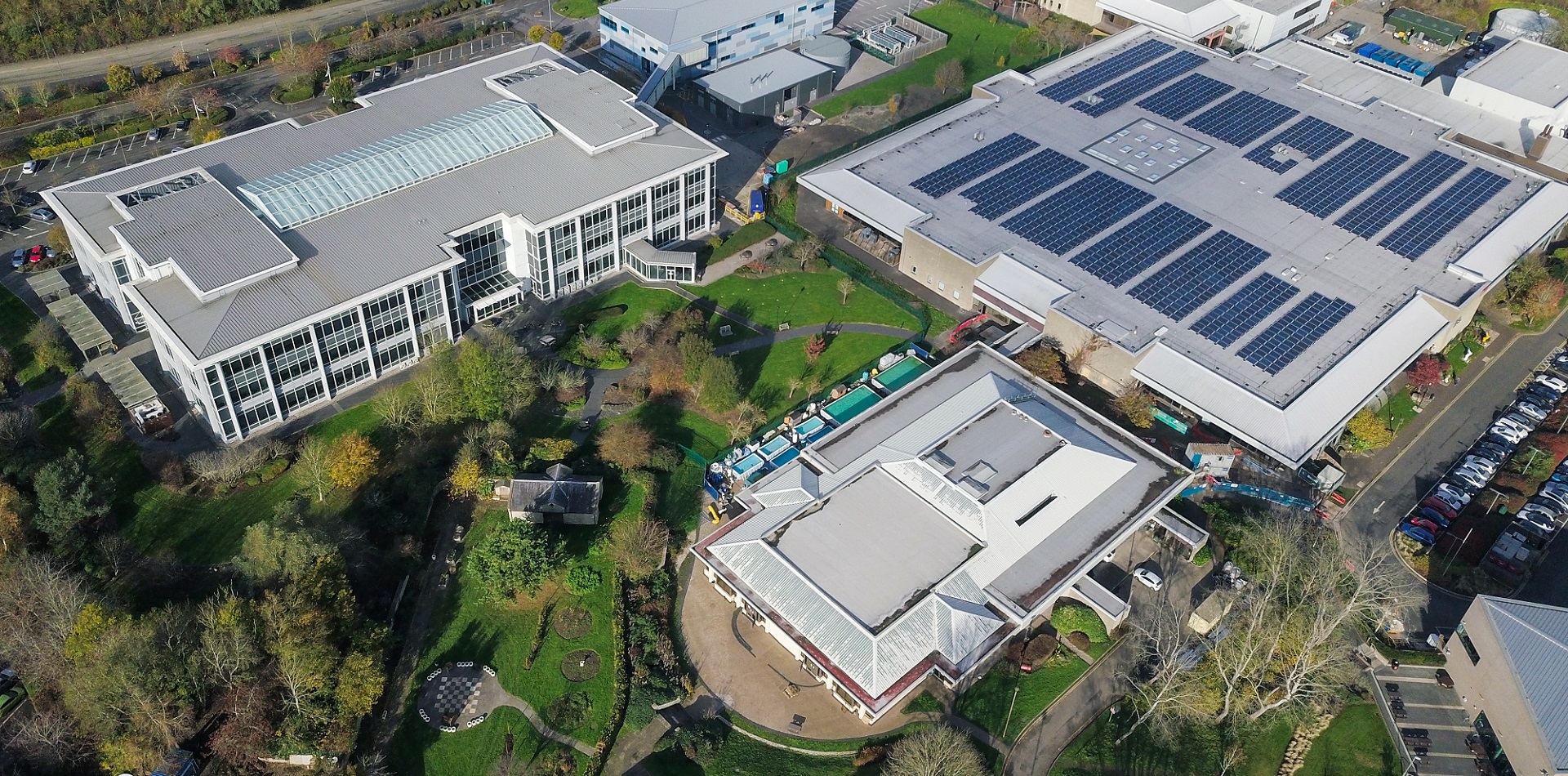 An aerial shot of industrial buildings in Bristol, England